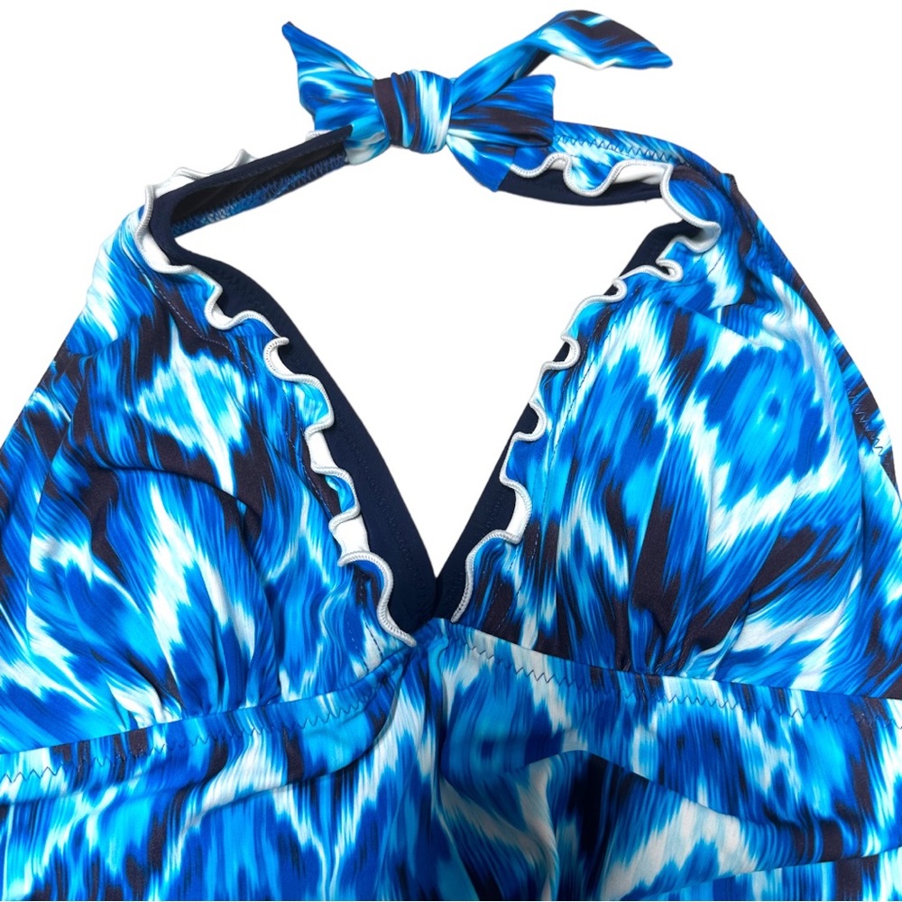 Profile by Gottex Aqua Blue Ruffled Tankini Halter Top Swimsuit Top NWT - Picture 9 of 13